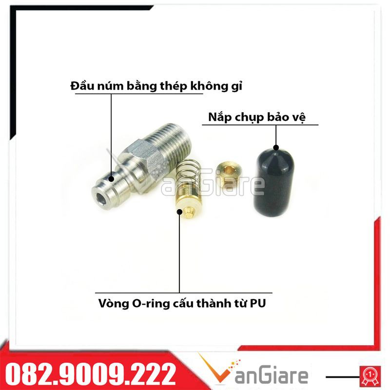 Van nạp 1 chiều chân 10mm. chân 8mm