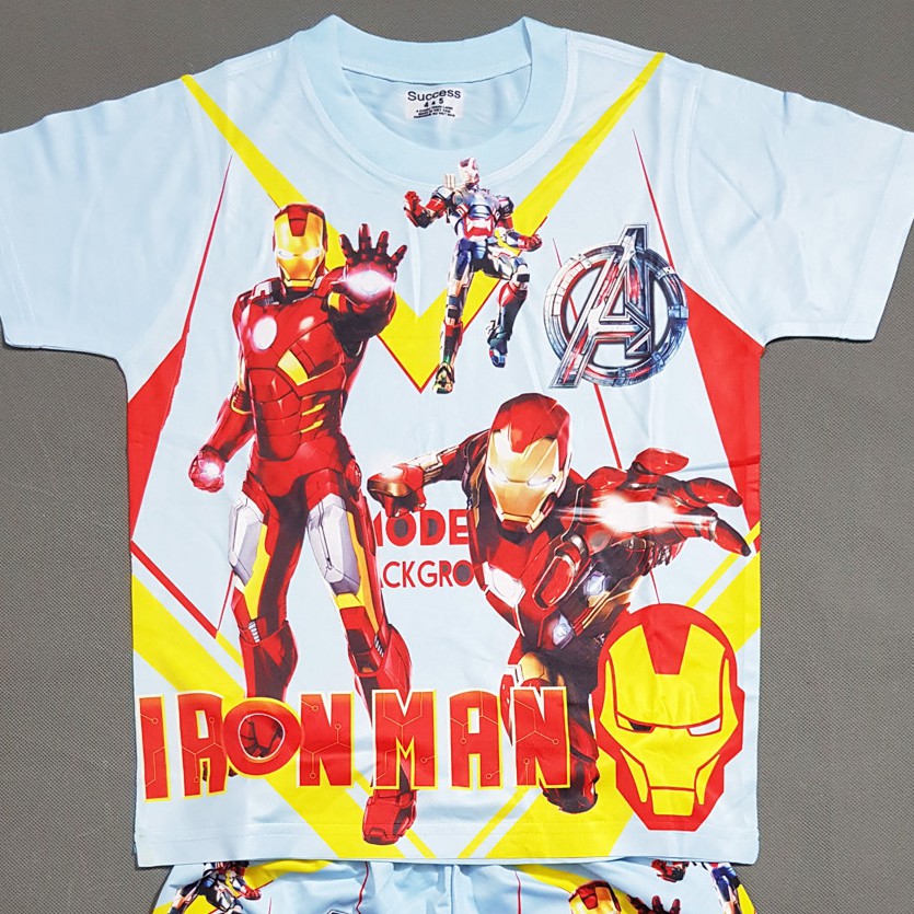 Bộ thun cotton Thái lạnh in hoạt hình người sắt ironman