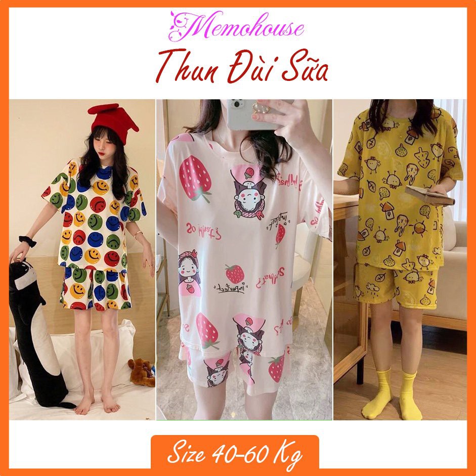 _Bộ đồ Pijama mặc nhà ĐÙI thun sữa mềm chất mát dễ thương | BigBuy360 - bigbuy360.vn