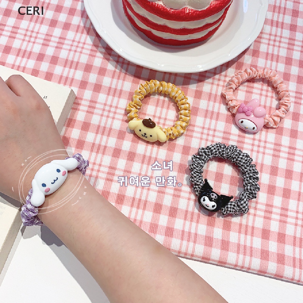 Dây Cột Tóc Bản Lớn In Họa Tiết Hoạt Hình Chó Cinnamon Cho Nữ