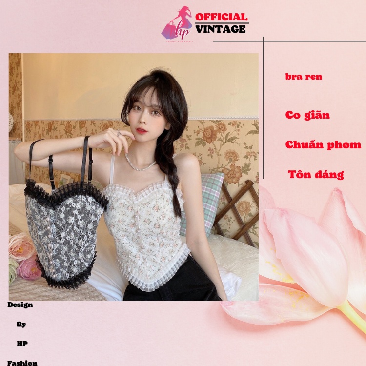 Áo bra ren tiểu thư đính ngọc - Áo croptop 2 dây cao cấp kiểu hàn quốc- Bi22