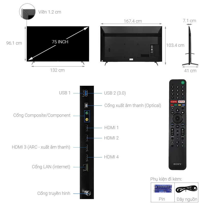 75X9000H - MIỄN PHÍ CÔNG LẮP ĐẶT - Android Tivi Sony 4K 75 inch KD-75X9000H Mới 2020