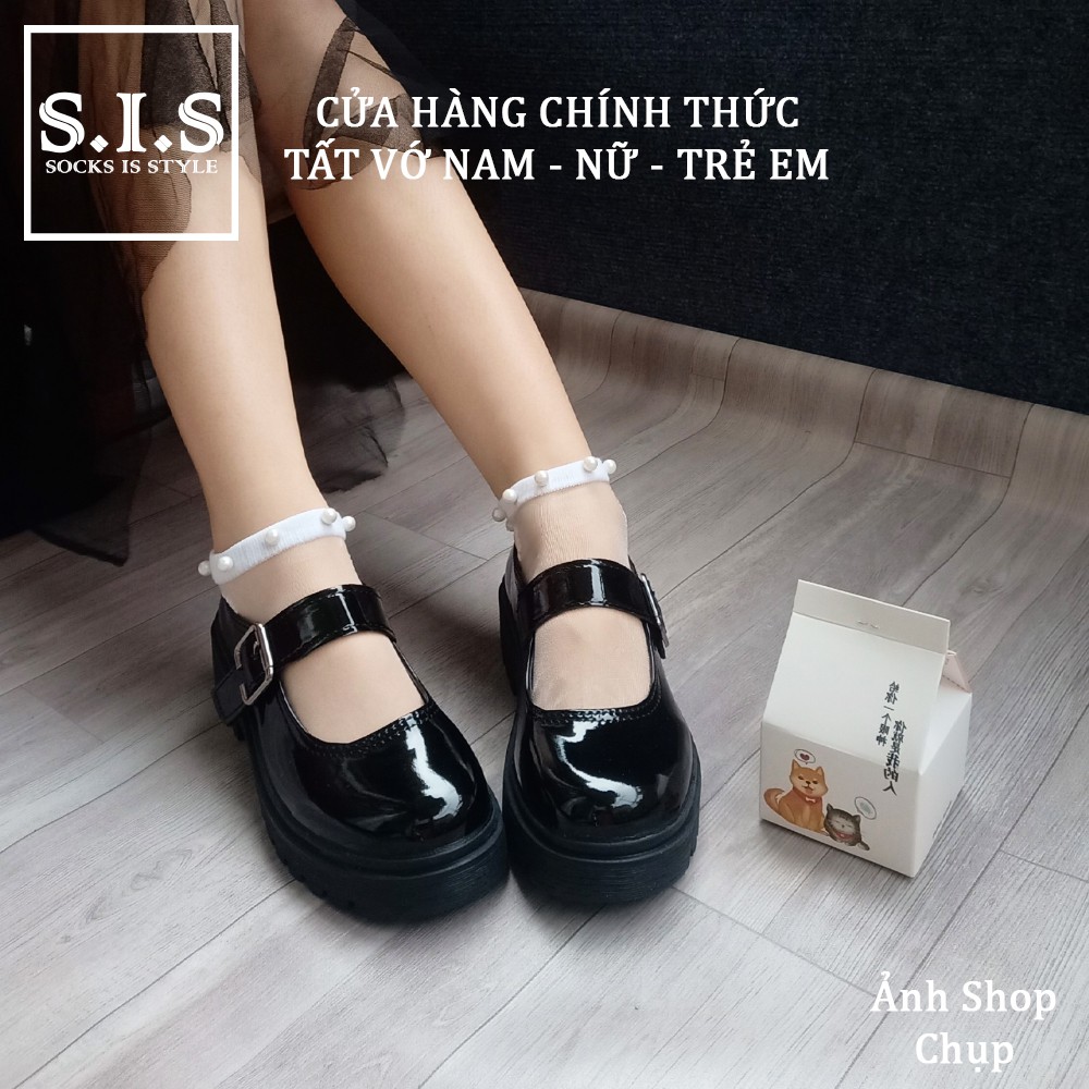 Tất Vớ Nữ Lưới Lụa Trong Suốt Siêu Thoáng Khí Cổ Thuyền Đính Ngọc Phong Cách Nhật Hàn Họa Tiết Hoa Cúc Tinh Tế