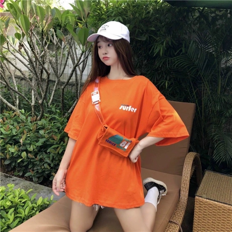 Áo thun màu cam tay lửng