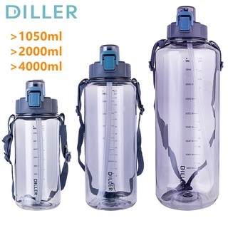 Bình đựng nước Diller D47 tích hợp ống hút và dây đeo chống chứa BPA 1050ml/2000ml/4000ml