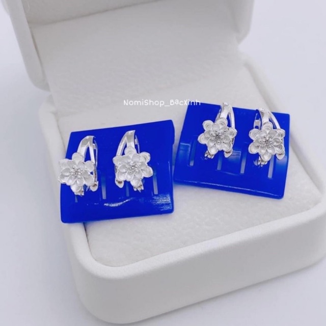 Bông tai hoa sen bạc ta, nhỏ nhắn xinh xắn Hàng gia công kỹ tinh xảo sắc nét, khoá bấm bật xịn xò Mainomi Shop Bạc Xinh
