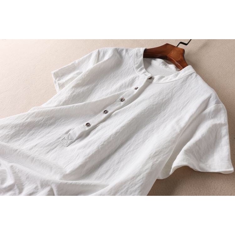 Đầm suông linen tay ngắn trẻ trung, chất vải linen mềm mát, thời trang phong cách Nhật Bản Da80