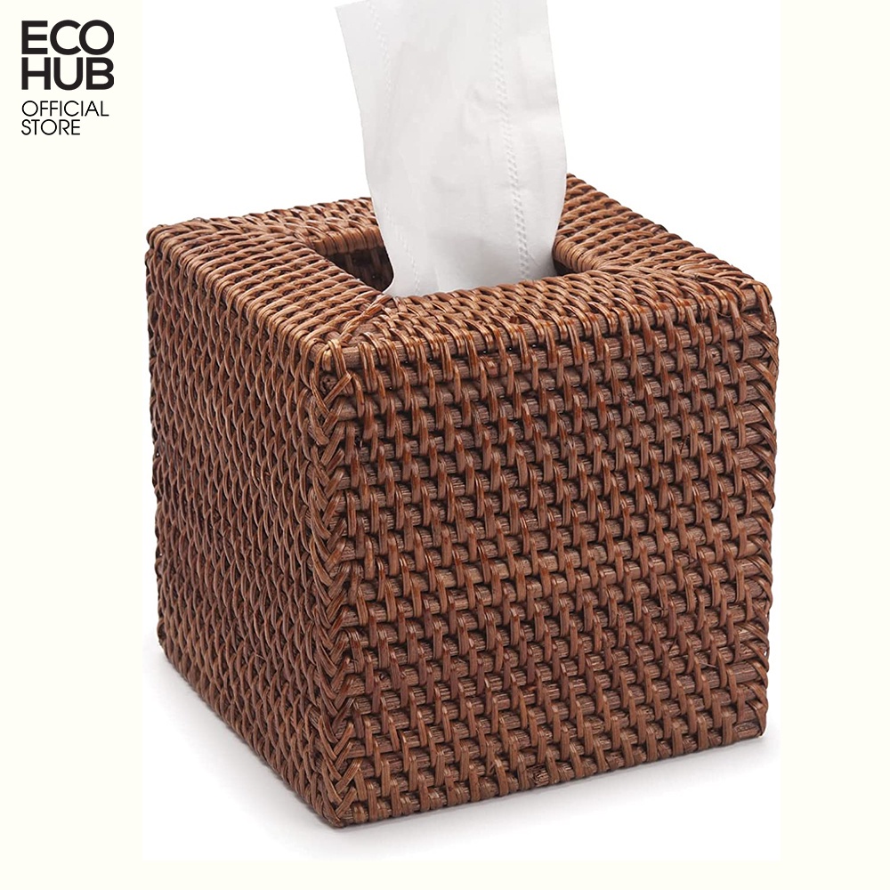 Hộp đựng khăn giấy ECOHUB bằng mây đan thủ công (ECOHUB Rattan Tissue Box)