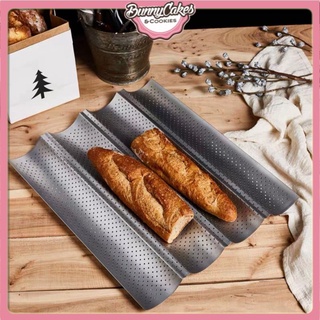 Khay Nướng Bánh Mì Pháp Baguette 4 Rãnh Chống Dính Lượn Sóng 38x33x2.5cm