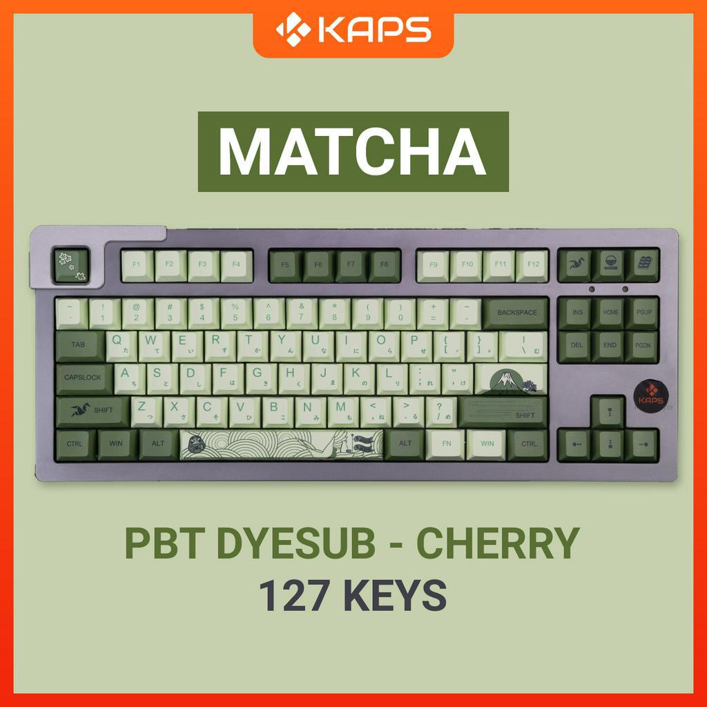 Keycap Matcha PBT profile Cherry in dyesub 124 nút cho bàn phím cơ layout 108/104/98/87/84/75/68/64/61