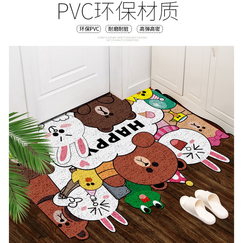 Thảm Lót Sàn Hình Tròn Bằng Pvc In Hoạt Hình Dễ Thương