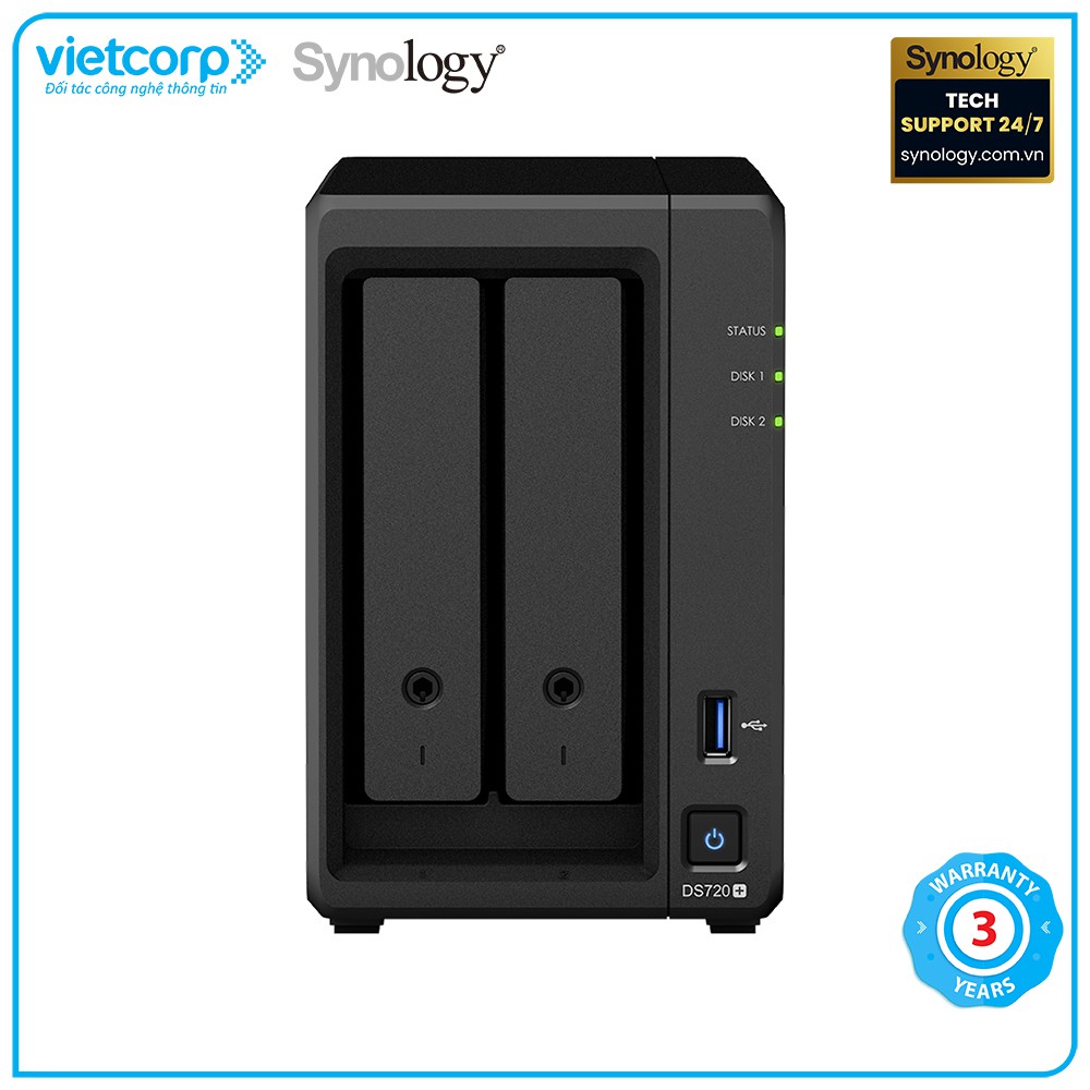 Thiết bị lưu trữ mạng NAS Synology DS720+ - Hàng chính hãng