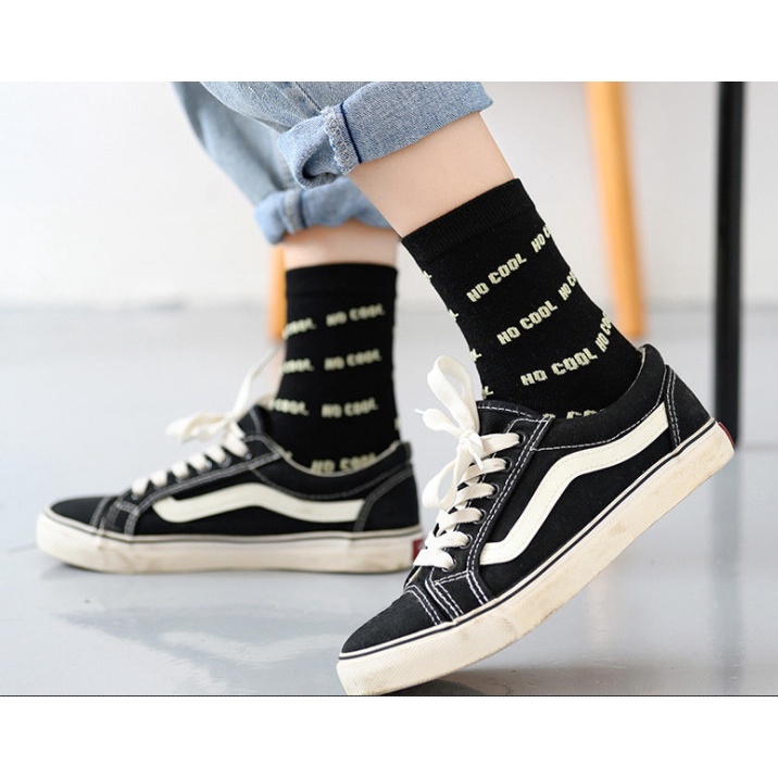 Vớ Tất cotton chữ NO COOL cao cổ Nam Nữ phong cách trẻ trung, năng động.