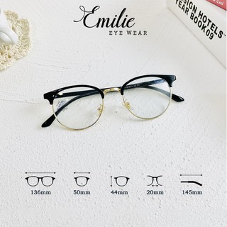 Gọng kính mảnh nhẹ Clubmaster size nhỏ nam nữ Kính mắt Emilie phụ kiện thời trang 6214