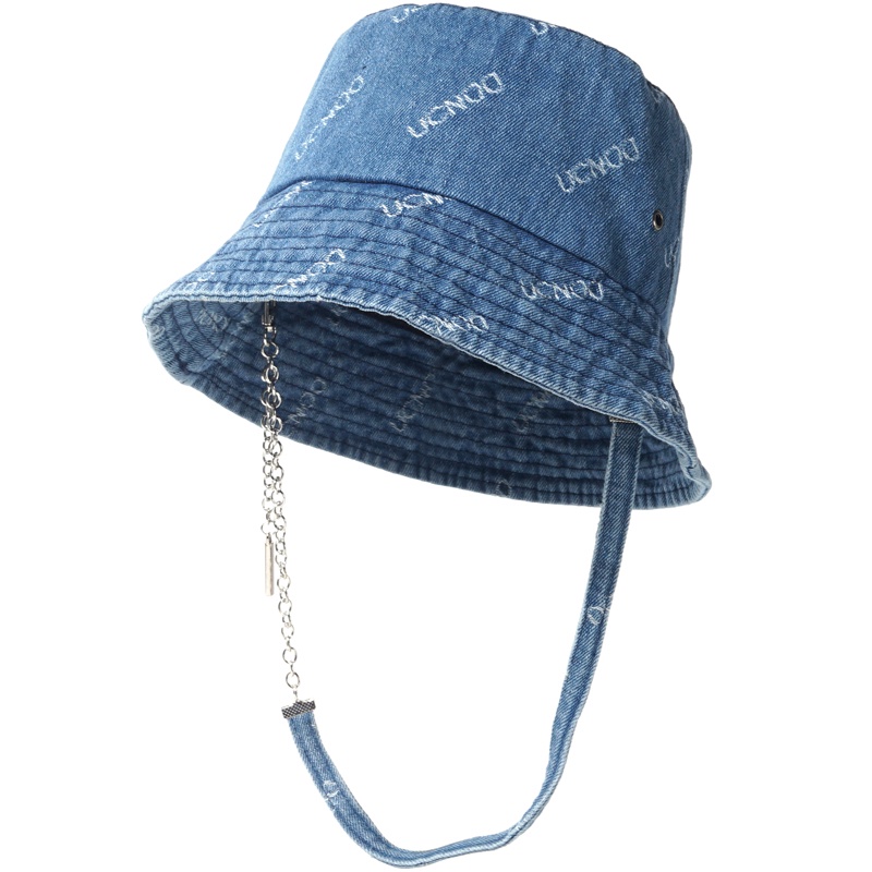 Mũ MU GUA ZHI PIN（MG STUDIO）vải denim có dây xích