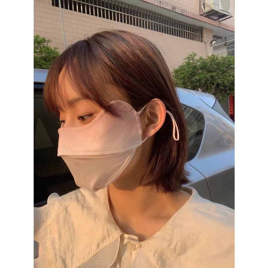 Khẩu Trang Chống Nắng Toàn Diện Bằng Lụa Lạnh Bảo Vệ Mắt Khỏi Tia UV Có Thể Giặt Được