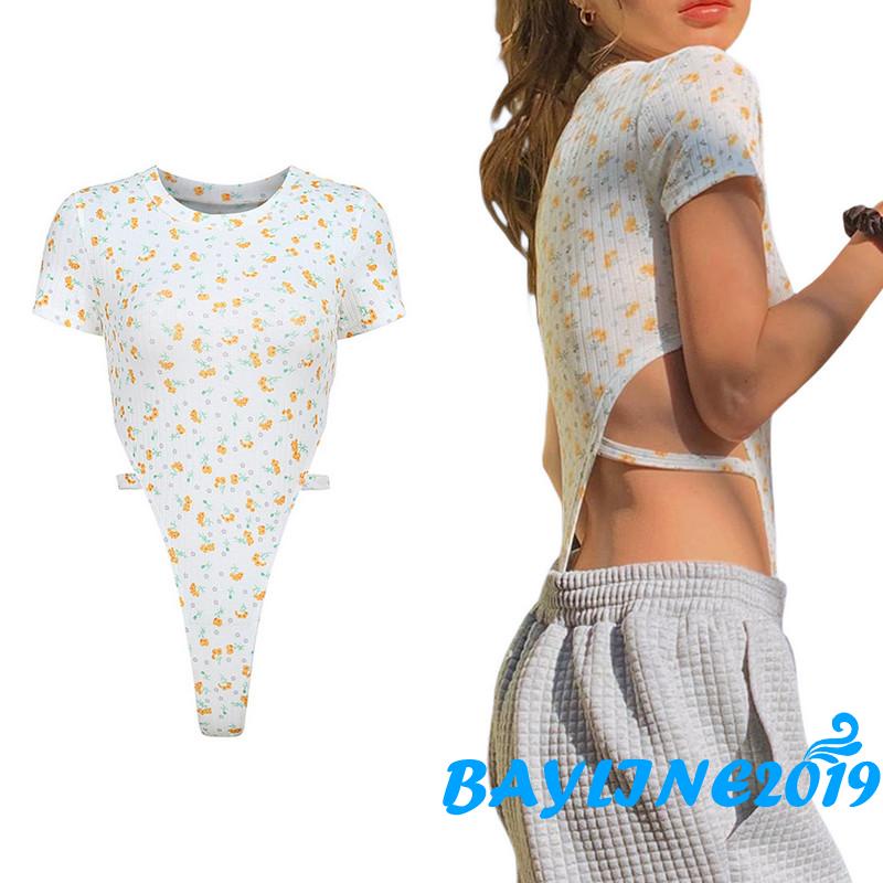 Áo liền quần Ngắn Tay Họa Tiết Hoa Thời Trang Cho Nữ