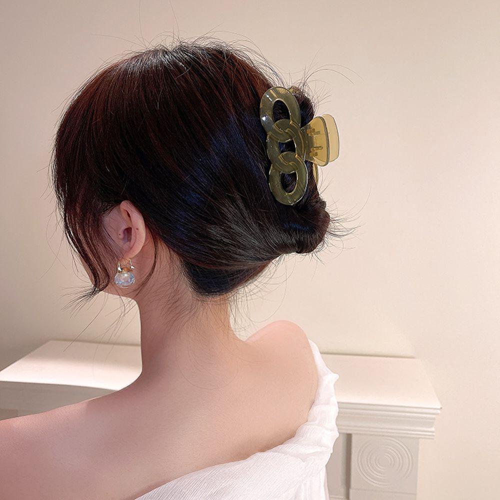 Kẹp Tóc Càng Cua Bằng Acrylic Trong Suốt Phối Dây Xích Thời Trang Cho Nữ