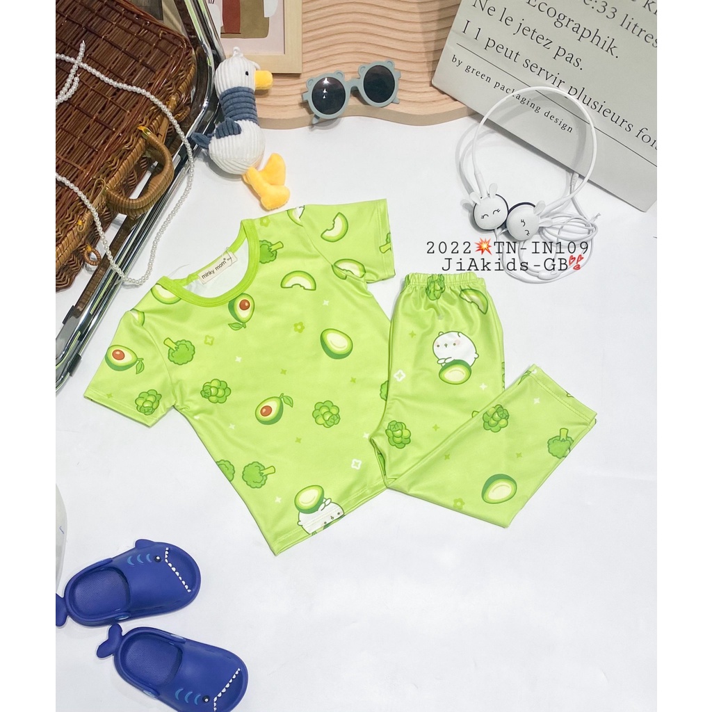 Bộ Tay Ngắn Quần Dài VẢI 3D MINKY MOM In Hình Họa Tiết Trái Cây Cho Bé TN-IN109