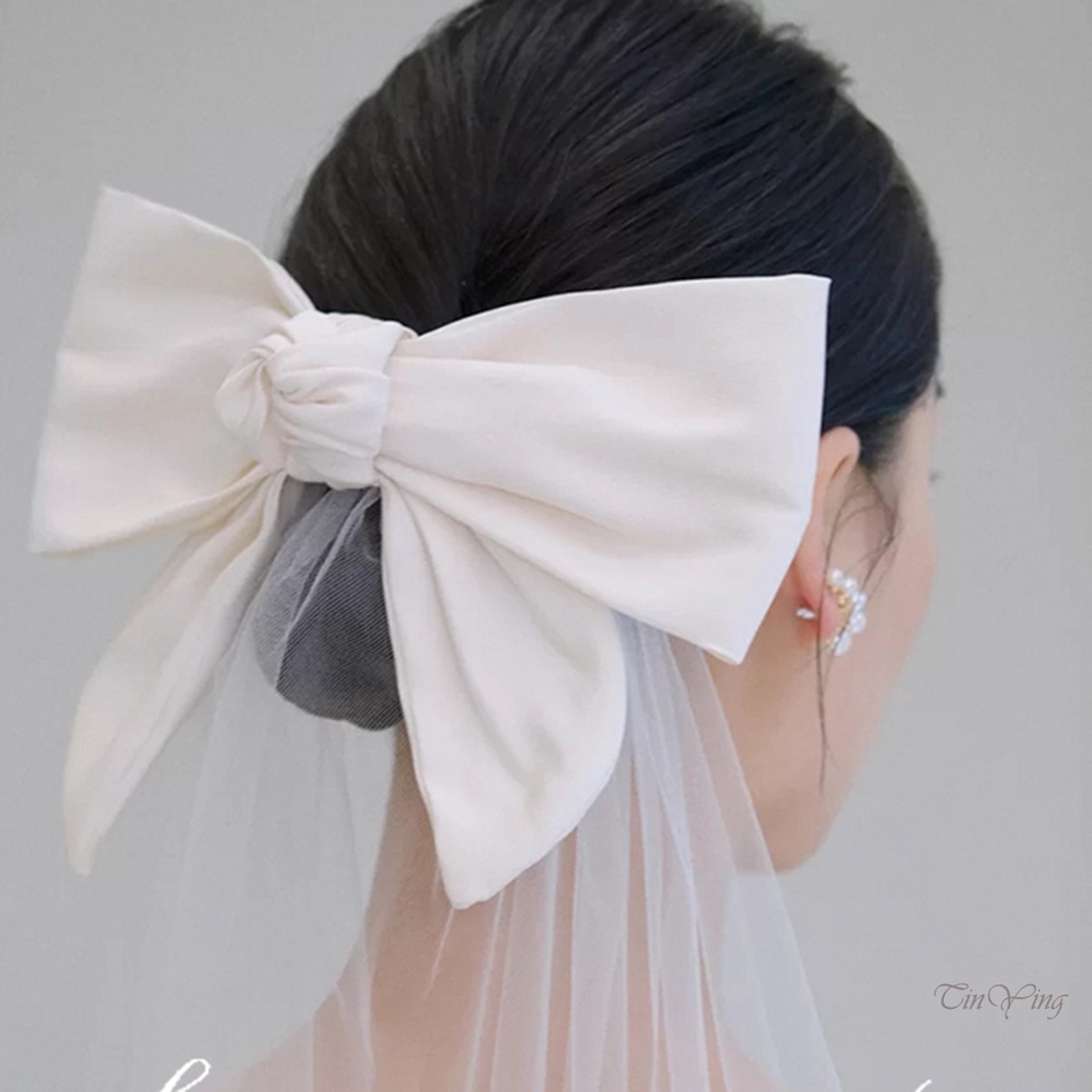 GETNOIVAS Kẹp Tóc Nơ Bằng Satin Trắng Chất Lượng Cao Mềm Mại Thoải Mái Cho Cô Dâu