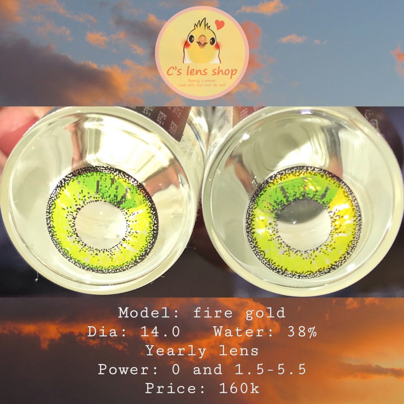 < CÓ SẴN > Lens mẫu FIRE màu Gold có cận 0-8 [ KHÔNG BÁN LỆCH ĐỘ ]