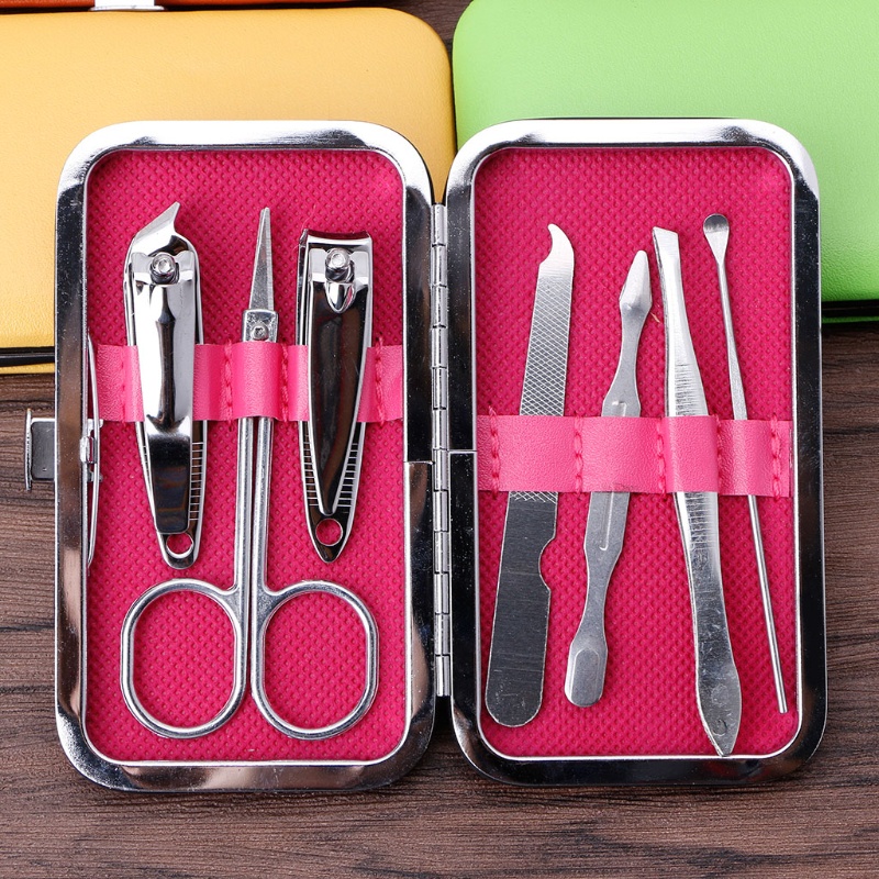 Set 7 Dụng Cụ Làm Móng Bằng Thép Không Gỉ Kèm Hộp Đựng Tiện Lợi