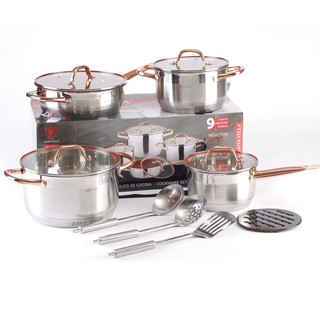 BỘ NỒI ĐỨC KAISA VILLA KV-6636 GỒM 6 MÓN 12 CHI TIẾT ĐÁY TỪ VUNG KÍNH TRÁNG MEN CAO CẤP VÀ SANG TRỌNG