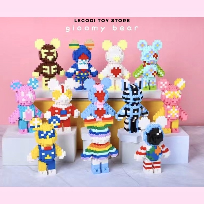 Đồ chơi xếp hình Legogi BEARBRICK 16CM mô hình lắp ráp lắp ghép