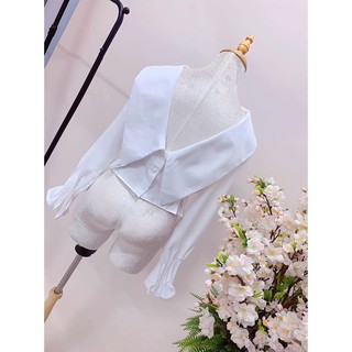 (HÌNH THẬT) Áo Lụa Cổ Sơ Mi Ngược TULO (TRẮNG)