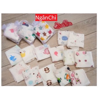 Sét 10 Khăn Xô Sữa sợi tre 1 túi nhiều họa tiết Cho Bé Trai Bé Gái