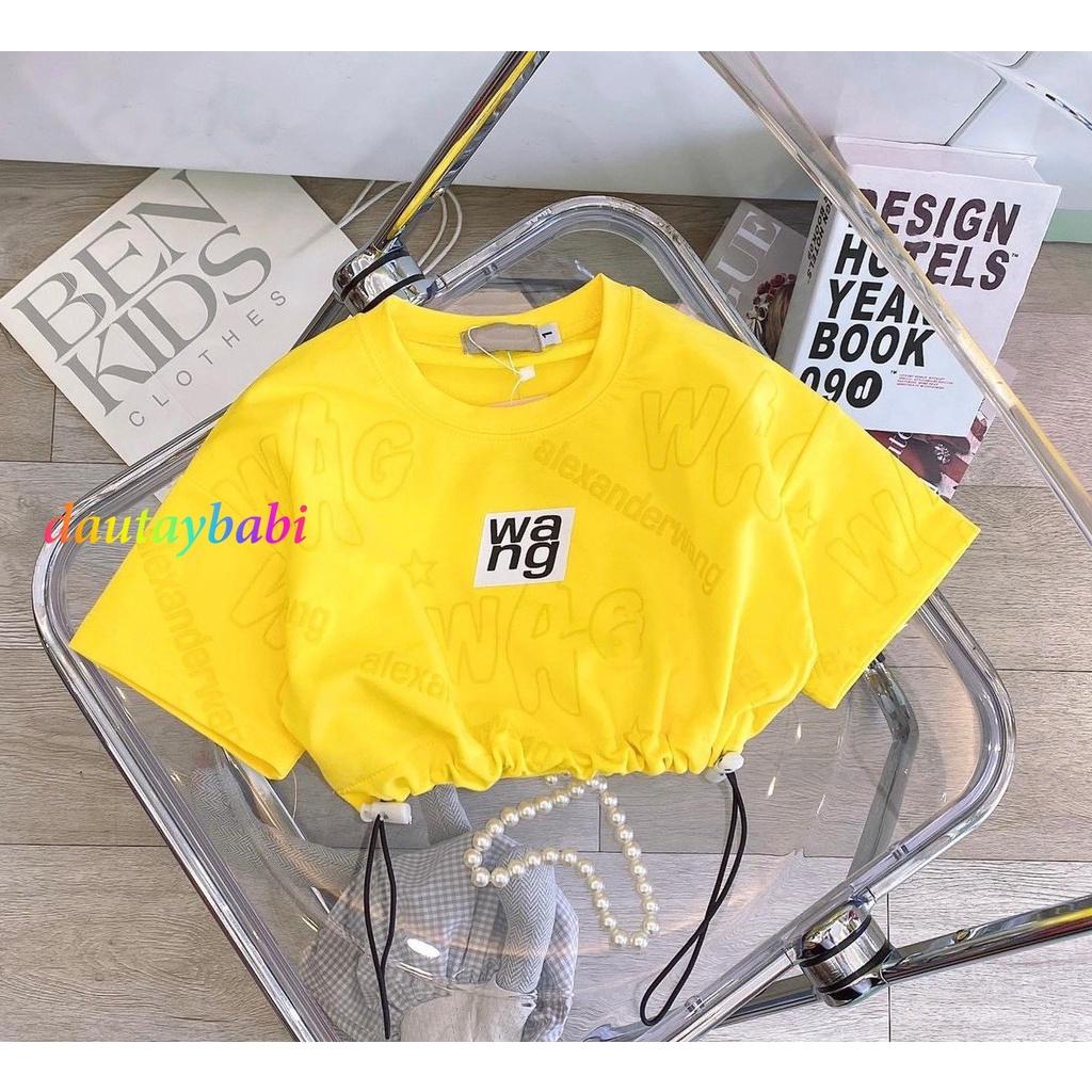 Áo croptop dây rút bé gái thun cotton mềm mịn co dãn cho bé  học nhảy đi chơi đều đẹp 10-54kg
