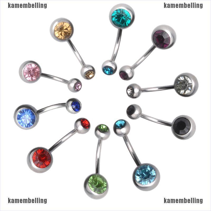 Set 10 / 12 / 15 Khuyên Rốn Thép Không Gỉ Đính Đá Pha Lê