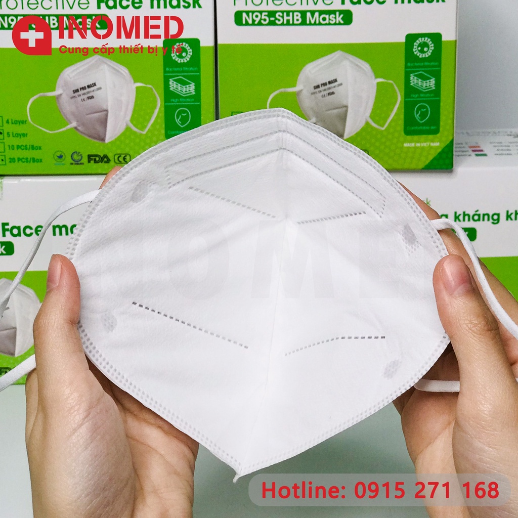 Combo 10 Hộp Khẩu Trang Y Tế 5 Lớp SHB Pro Mask N95 Kháng Khuẩn Chống Bụi Hộp 20 Chiếc