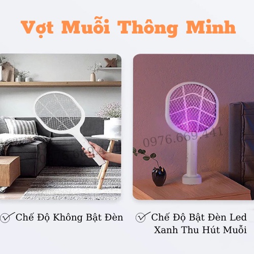 Đèn Bắt Muỗi Vợt Muỗi Thông Minh Led Xanh Hút Côn Trùng Tích Điện Đa Năng Rọi Ray Asaki
