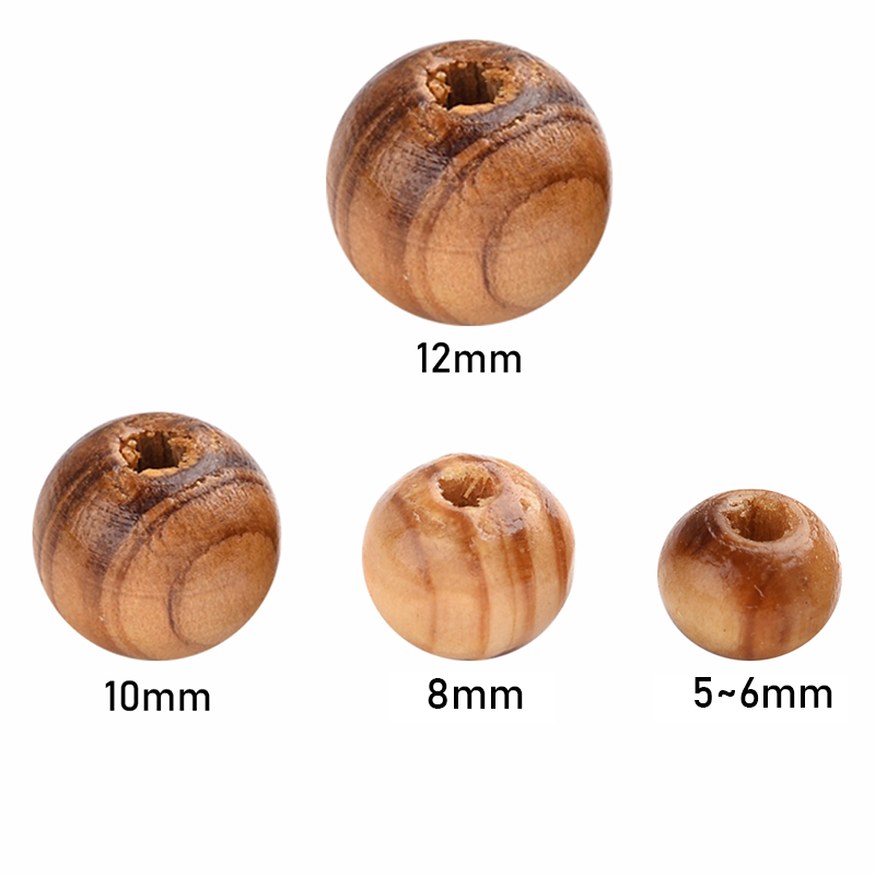 Bộ 100-200 hạt gỗ tròn dùng làm trang sức thủ công
