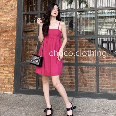 váy 2 dây babydoll cúp ngực dáng ngắn, đầm nữ 2 dây phom rộng trẻ trung