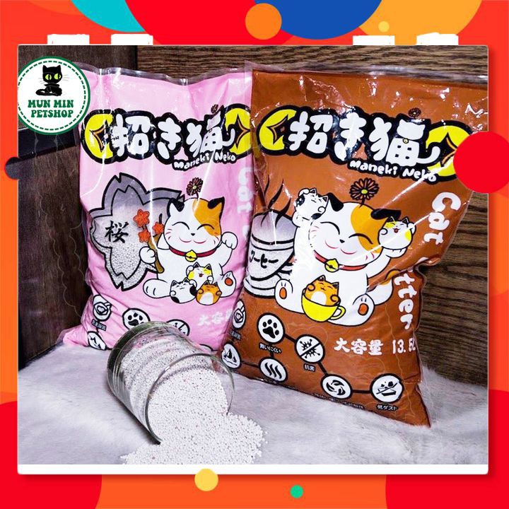 Cát vệ sinh mèo 5L [𝐅𝐑𝐄𝐄 𝐒𝐇𝐈𝐏] Cát Maneki Neko vón, mùi thơm dịu nhẹ, khử mùi tốt, không bụi, thành phần tự nhiên