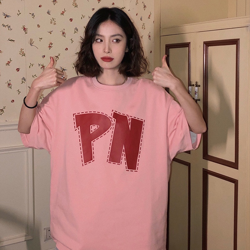 NRVP Áo Thun Nữ Ngắn Tay In Chữ Phong Cách Hàn Quốc