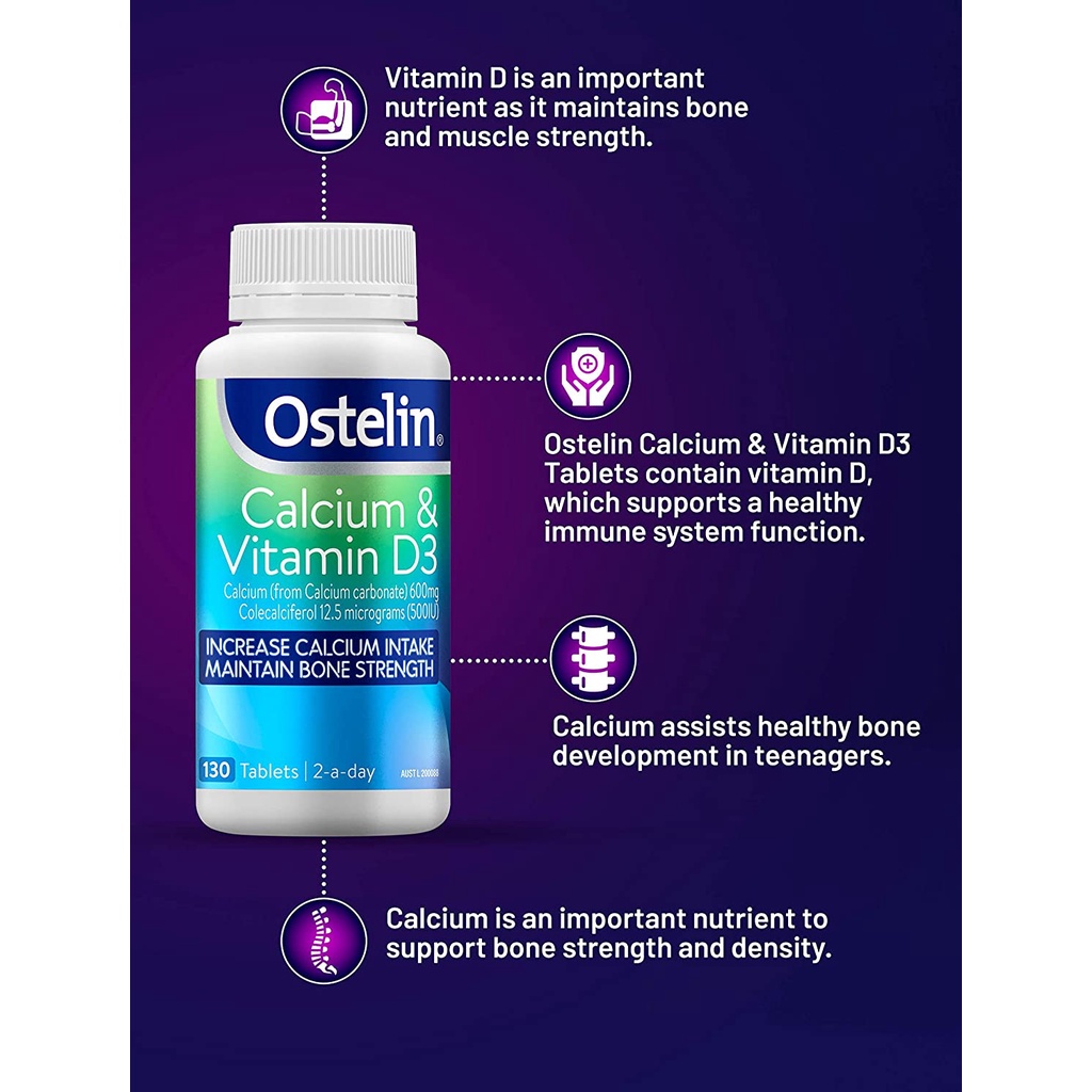 Viên uống bổ sung vitamin D &amp; Calcium Ostelin của Úc