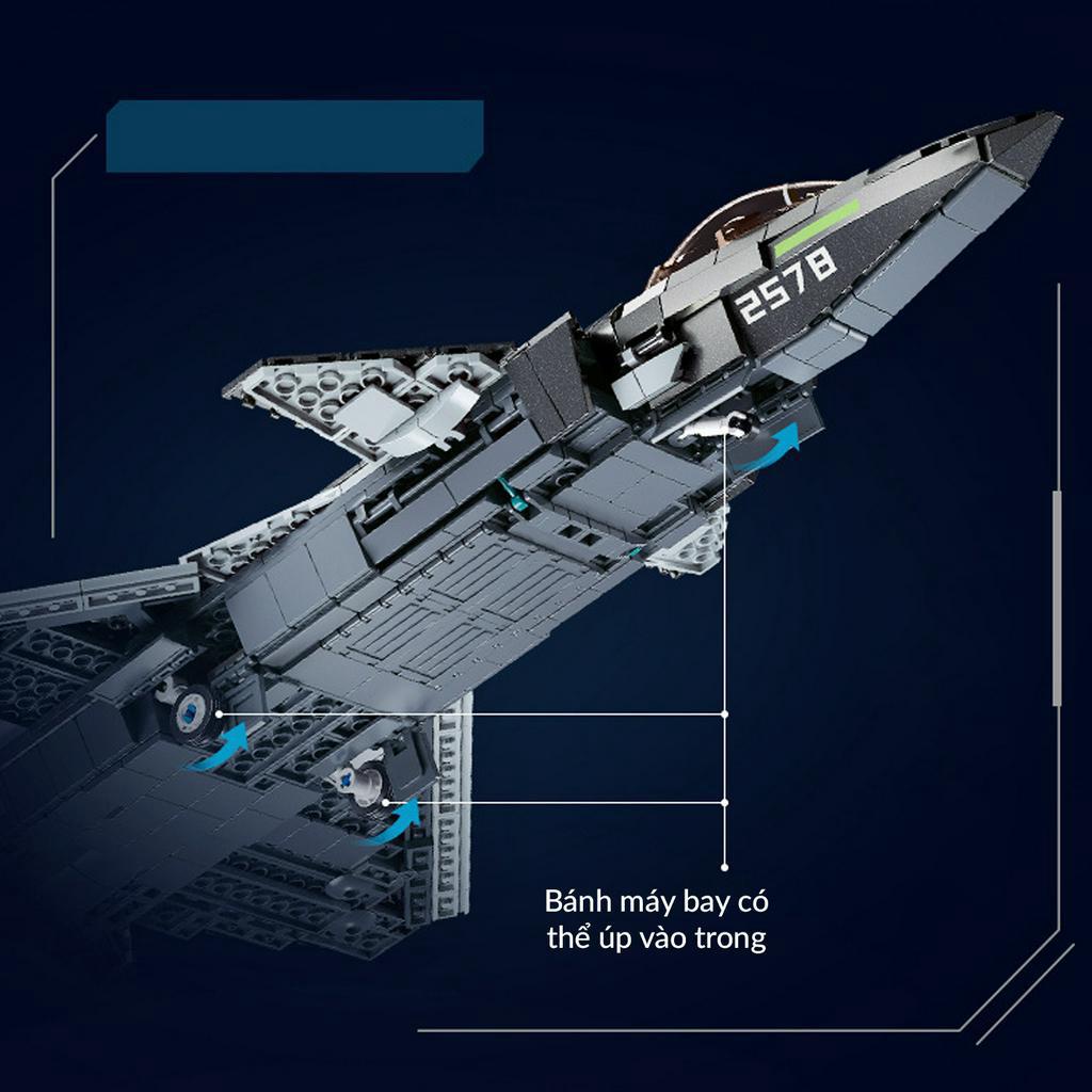 Đồ chơi Lắp ráp máy bay J-20, Sluban 1187 Air-craft Fighter, Xếp hình thông minh, Mô hình tiêm kích