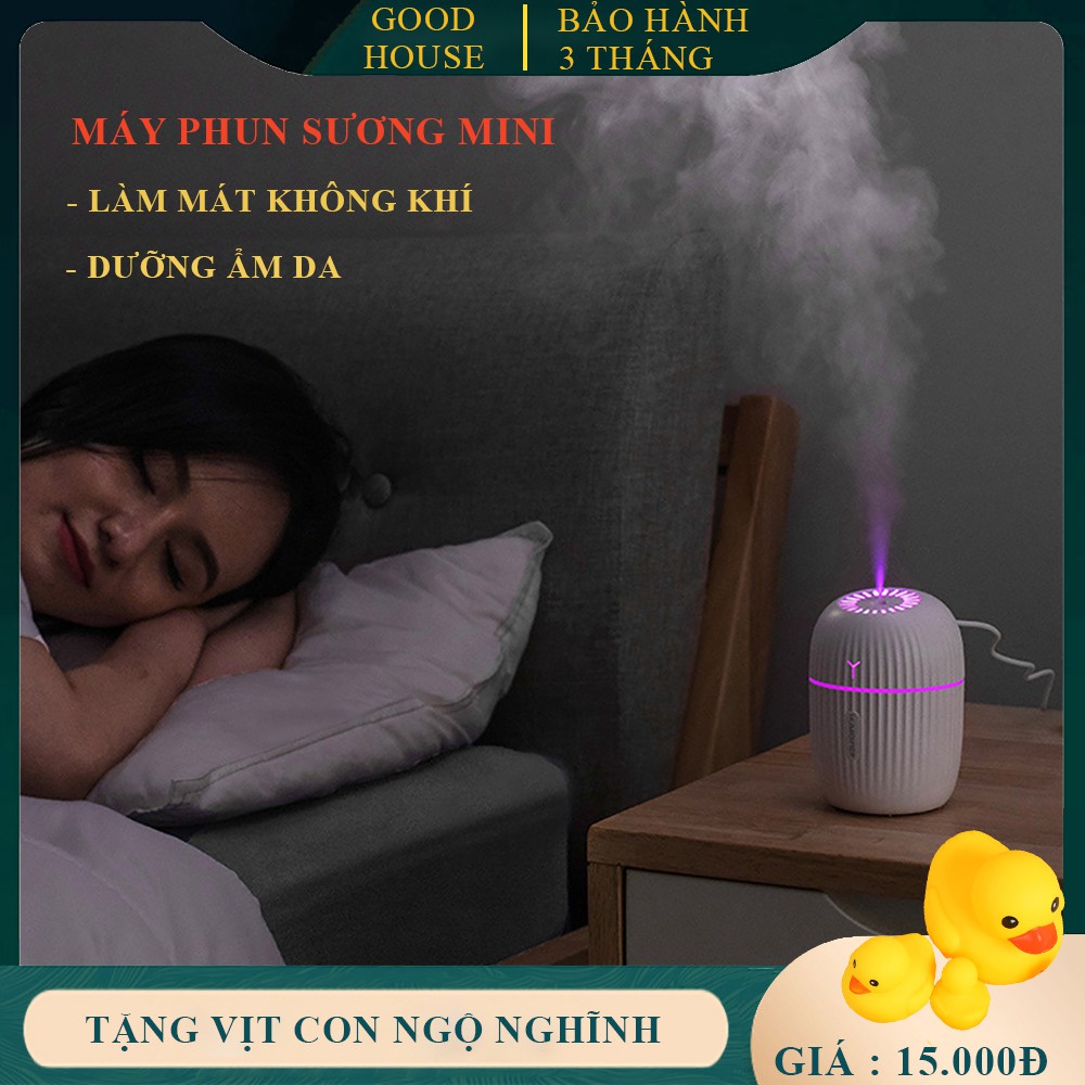 Máy phun sương tạo độ ẩm không khí mini kiêm đèn ngủ. Máy xông tinh dầu mini cho không gian tươi mát. Bảo hành 3 tháng.