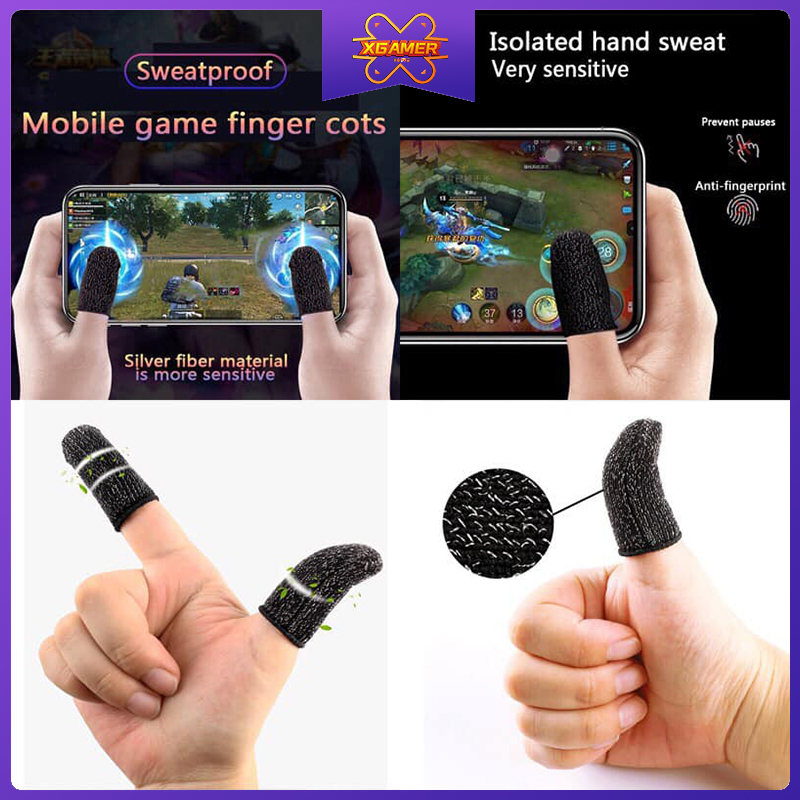 XGamer Gaming Finger Sleeve Professional Touchscreen Game Sweatproof Controller Fingertip Gloves Shoot Aim Joysticks for Phone Gaming Gloves