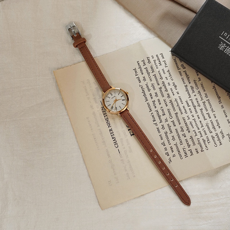 Đồng hồ Quartz nữ dây da mặt tròn thời trang