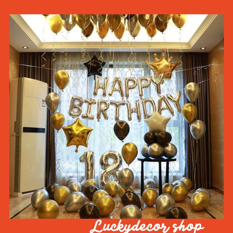 Set Bóng Bay Sinh Nhật BK-0011 ĐẦY ĐỦ PHỤ KIỆN - Có Hướng Dẫn Trang Trí Như Ảnh