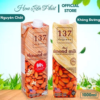 Sữa hạt hạnh nhân nguyên chất/ không đường 137 degrees hộp 1l