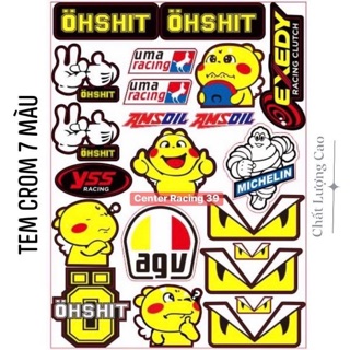 [Mã 255LIFESALE giảm 8% đơn 99K] [ 21 Tấm ] Tem logo Crom 7 màu chất lượng cao RACING 21 decal ; nhãn ; logo