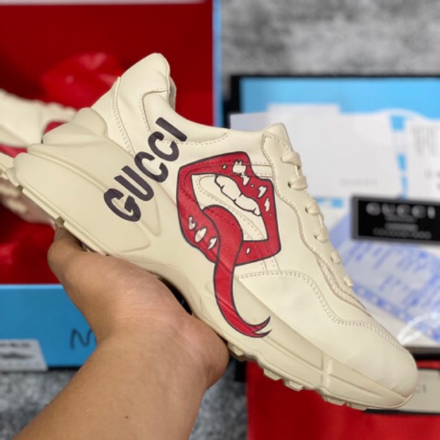 Sale Giày sneaker Gucci chucky môi lưỡi dắn mầu trắng sữa đủ size hàng 1:1 cao cấp full box-free ship linhbangiay001