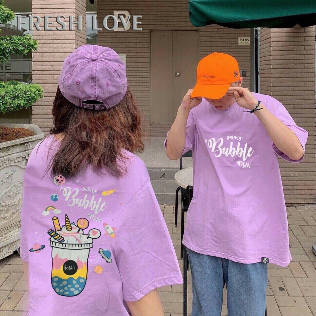 Áo phông, áo thun nam nữ form rộng tay lỡ Unisex BUBBLE TRÀ SỮA Từ 50-70kg