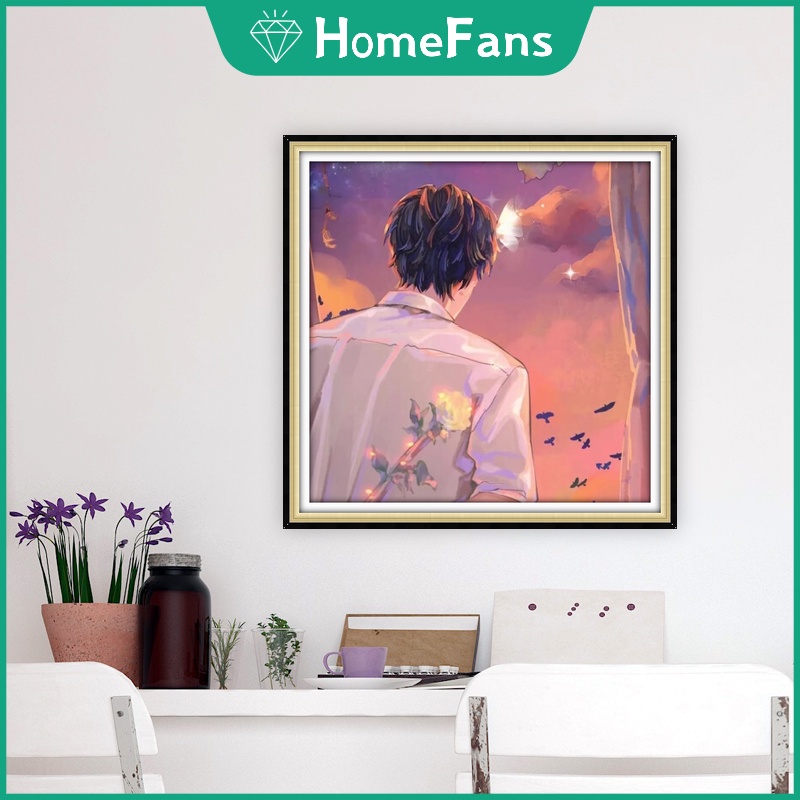 Bộ Tranh Đính Đá 5D Tự Làm 30x30cm / 40x40cm / 50x50cm Hình Cặp Đôi Lãng Mạn Trang Trí Nhà Cửa