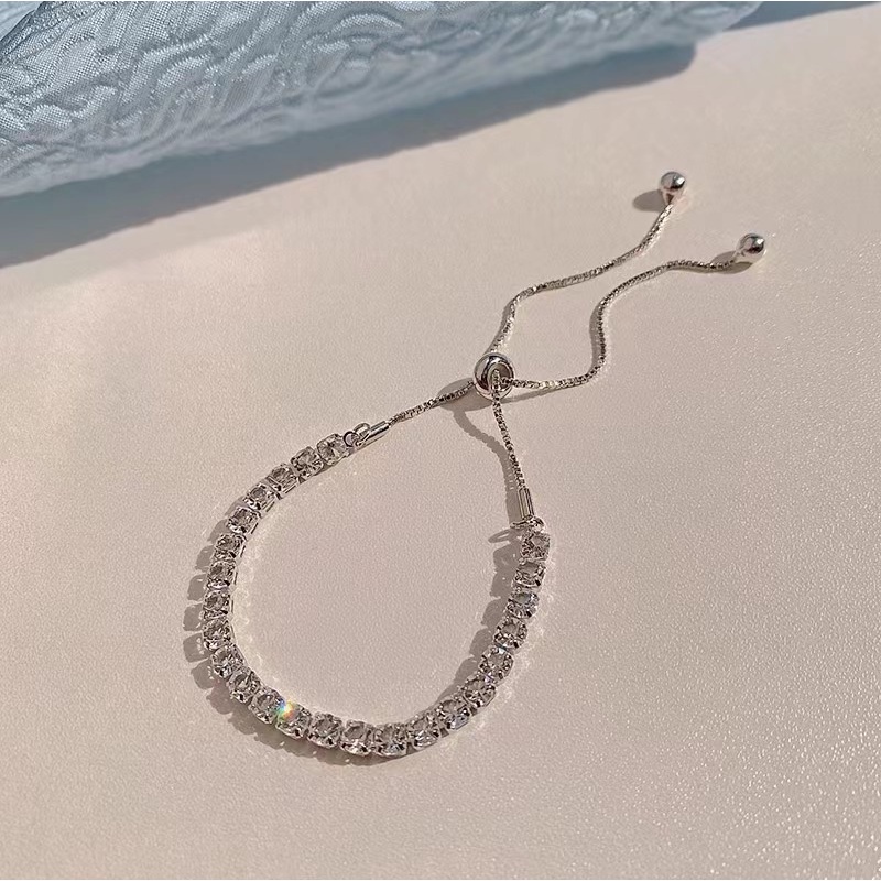 Vòng tay đính đá zircon siêu mịn thiết kế sang trọng cổ điển phong cách Hàn Quốc cho nữ